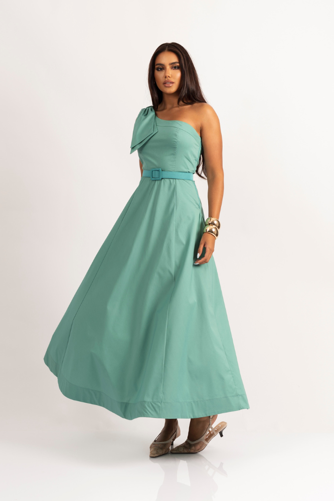 Vestido Midi Godê Laço Maitê Green Tea